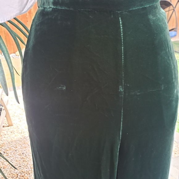 Zara Velvet Silk Green High Waist Trouser Pants S - Picture 9 of 15